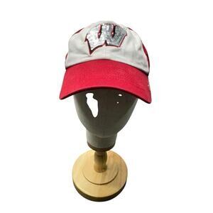 Forty Seven Brand Red White Wisconsin Badger Sequin Logo Adjustable Cap